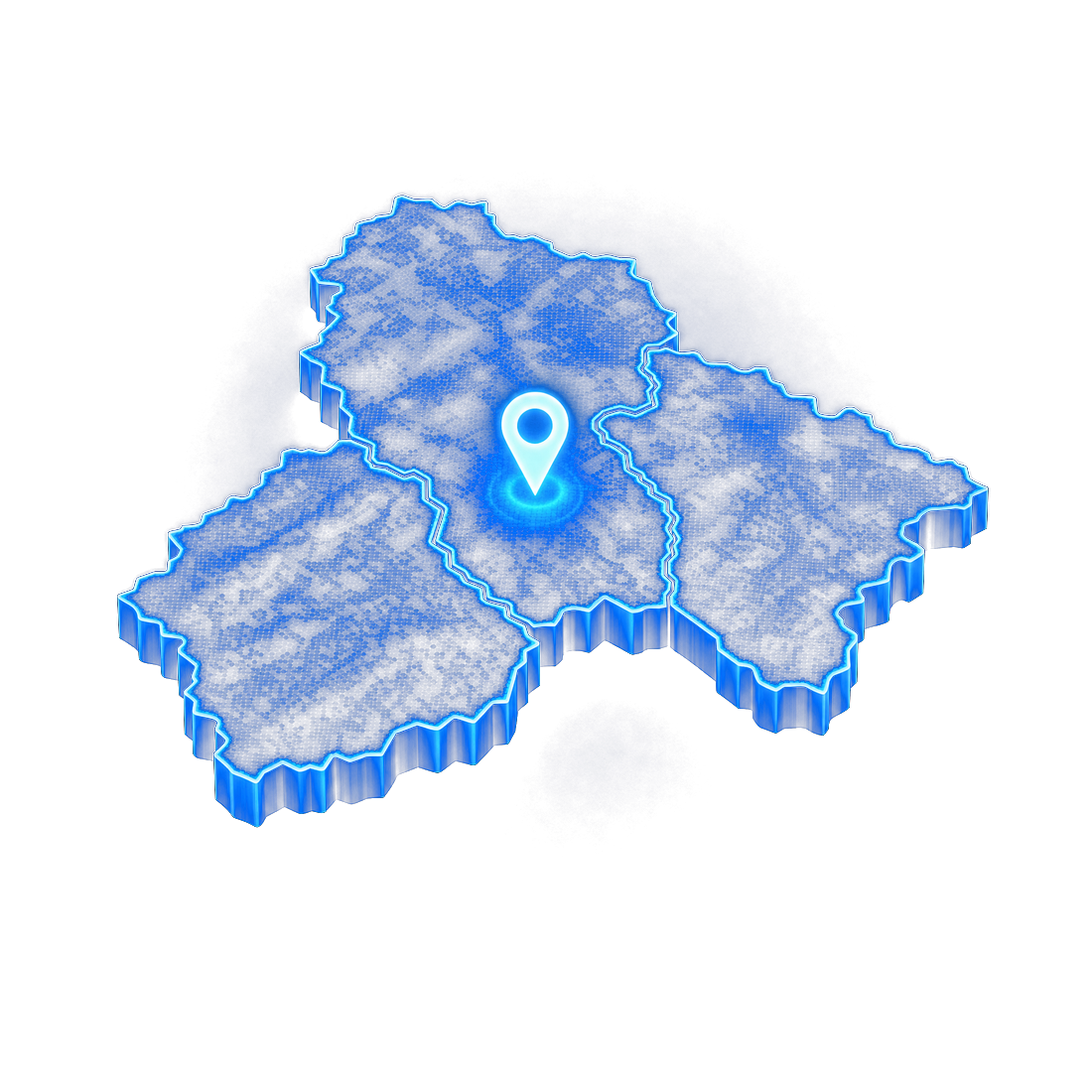 Stylized 3D map of Alpha Environmental's Central Florida service area covering Volusia, Seminole and Lake counties